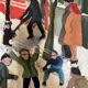 Painting children playing in the snow signed Guiet XXE