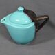 Vallauris coffee service in black and turquoise earthenware.