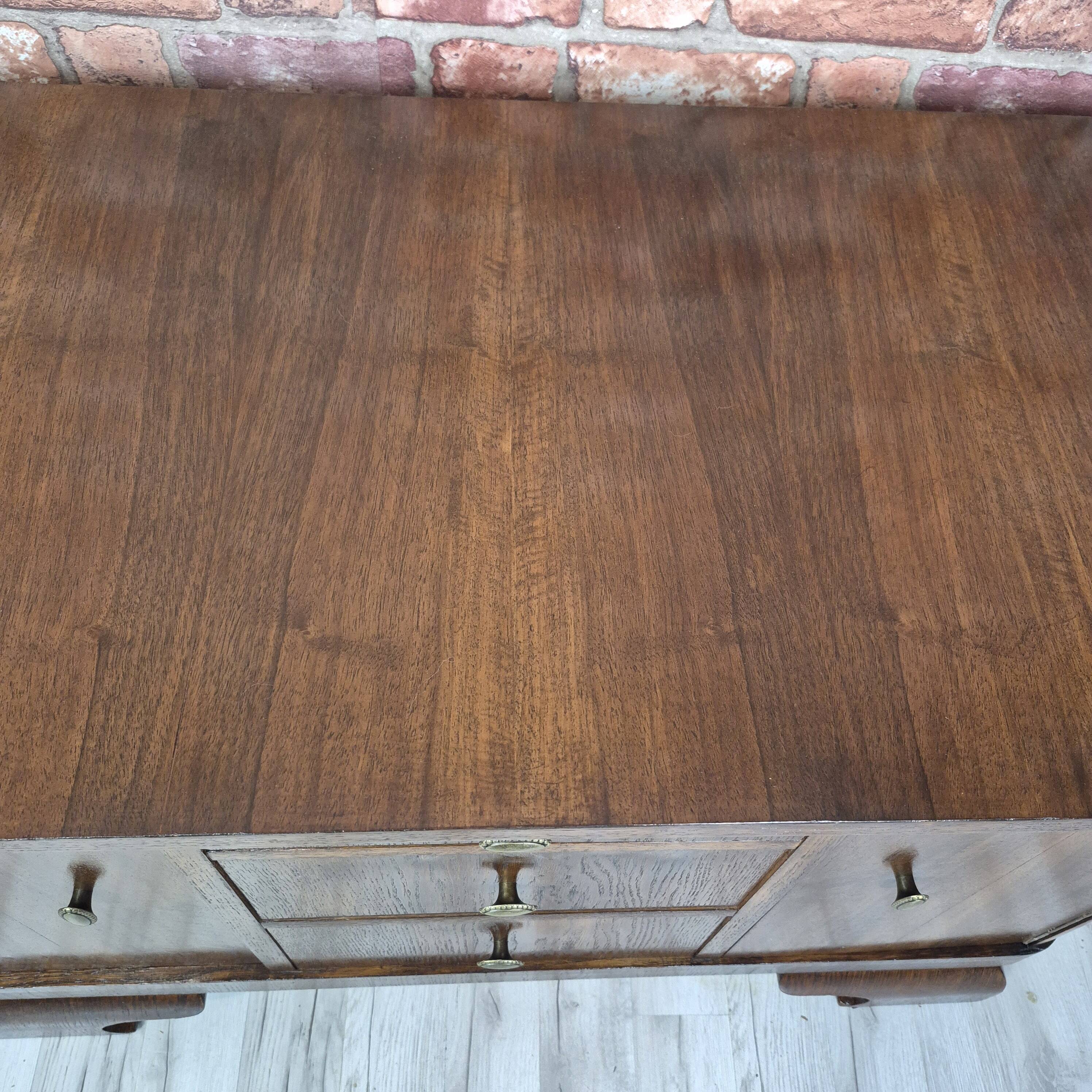 Restored Art Deco Walnut & Oak Commode TV Console 1940s