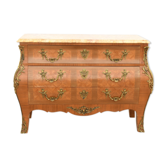 Commode tombeau en marqueterie bois de rose