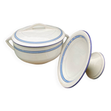 Antique Sarreguemines earthenware set - Soup tureen & fruit bowl