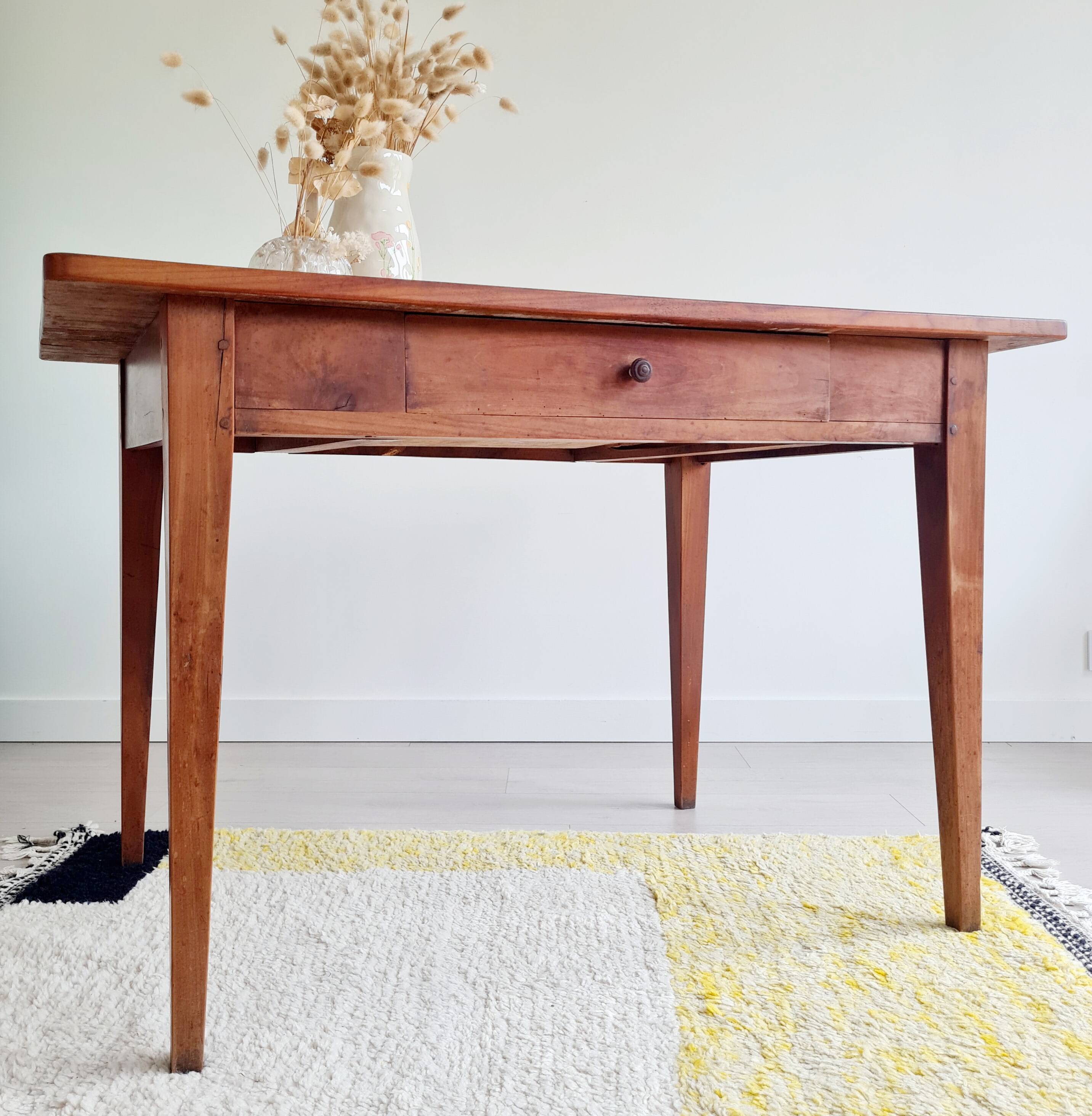 Antique wooden farmhouse table - drawer