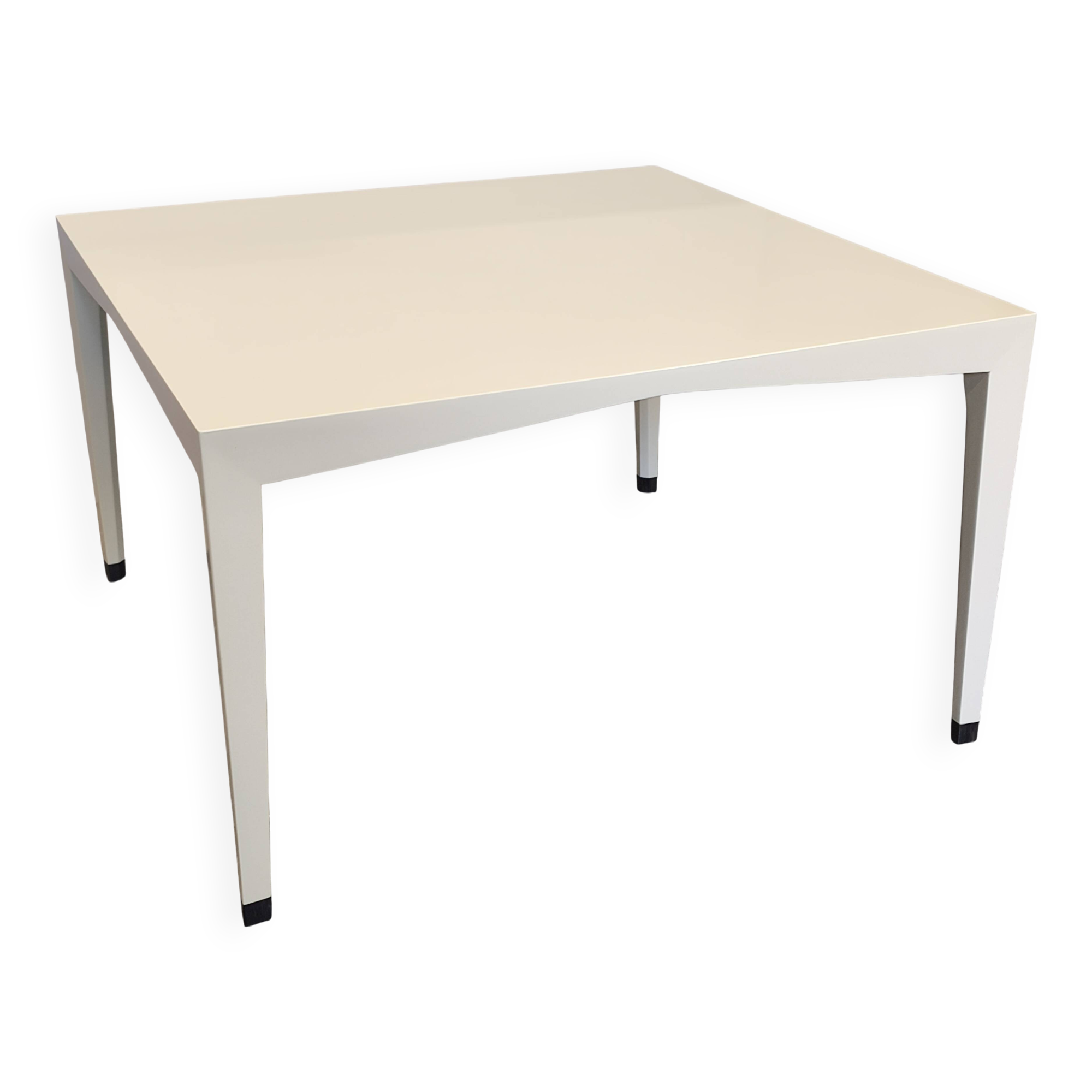 Valzania Edition ivory lacquered coffee table with ebony base
