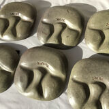 6 green beige compartmentalized plates