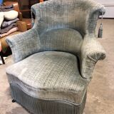 Fauteuil crapaud ancien vert d’eau