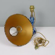 Lampe de table vintage en cristal bleu Val Saint Lambert (non signée)