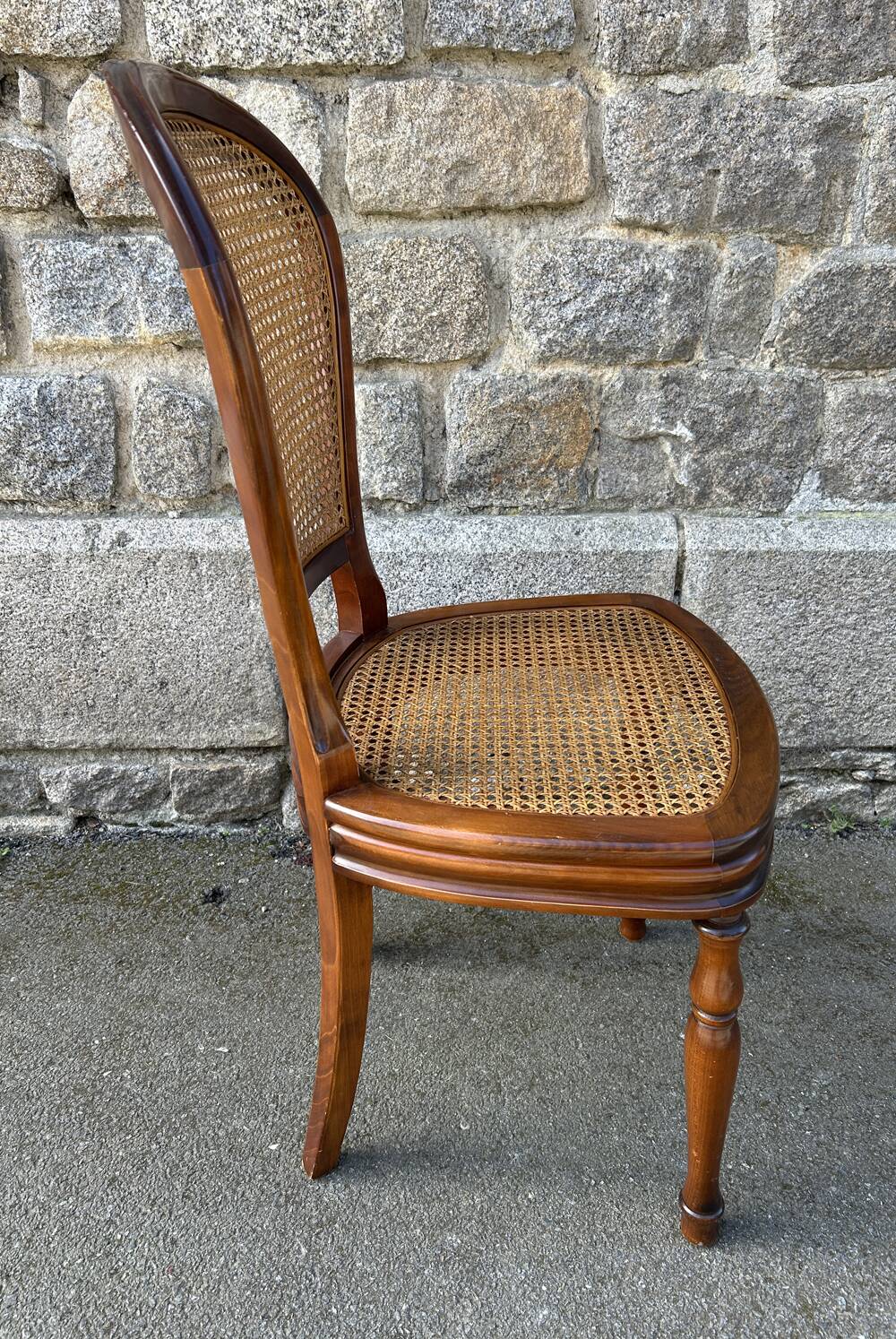 Four caned and wood chairs, Louis Philippe style, vintage, 1960s
