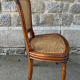 Four caned and wood chairs, Louis Philippe style, vintage, 1960s