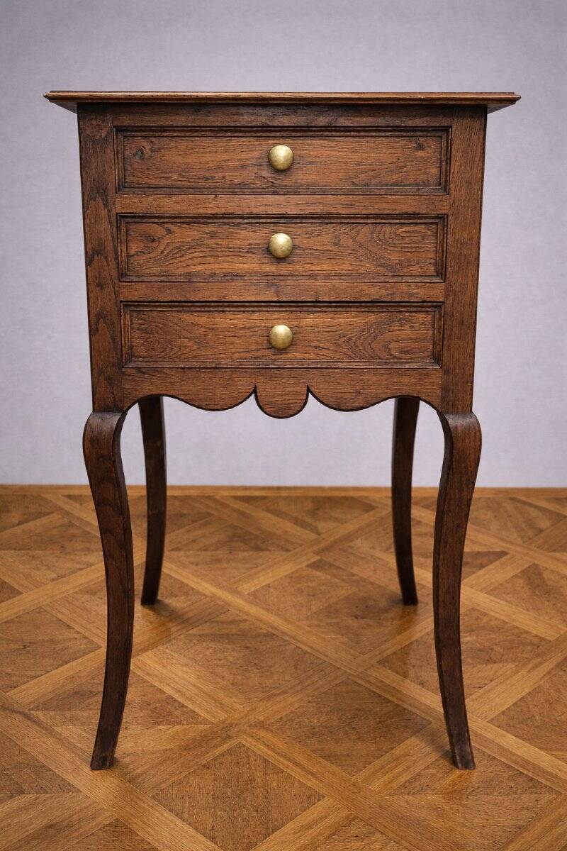 Small chest of drawers / tallboy / antique bedside table with 3 drawers / Louis XV style / solid oak