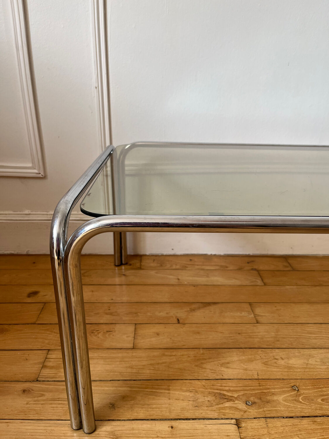 Vintage smoked glass coffee table