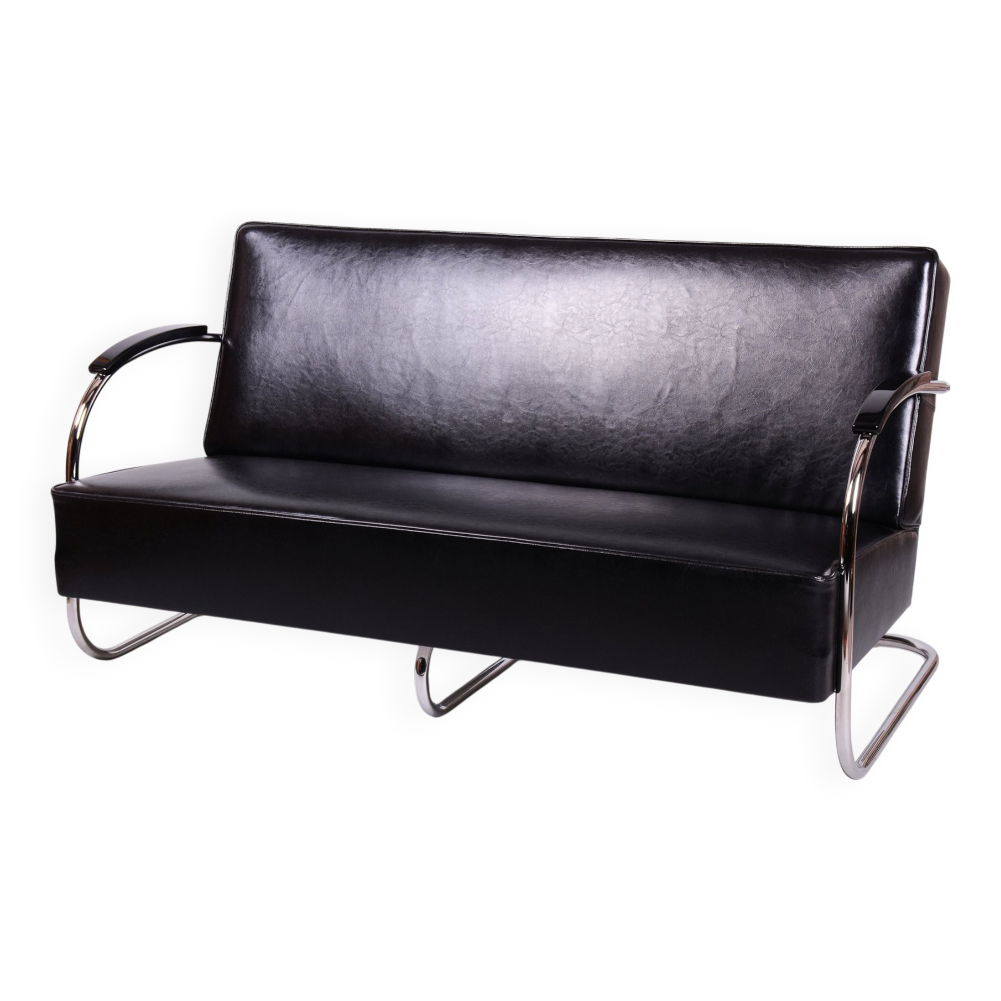 Bauhaus Sofa in Chrome and Leather from Mücke-Melder, Czech, 1930s