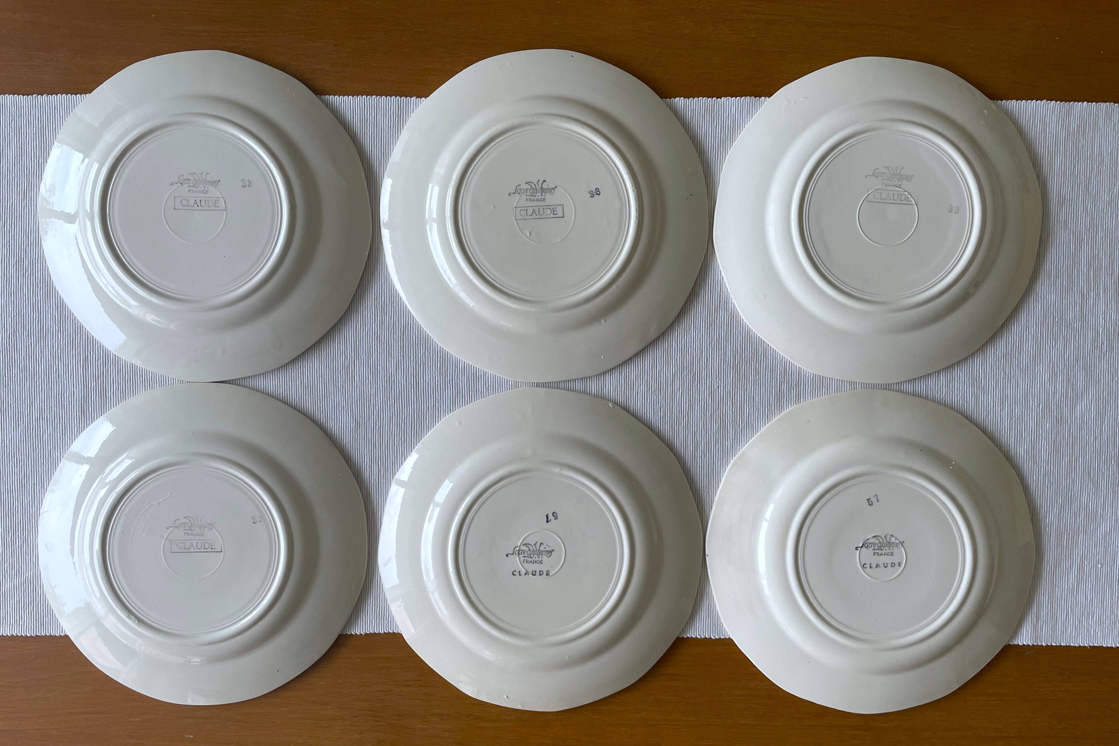 6 antique dessert plates in Sarreguemines faience