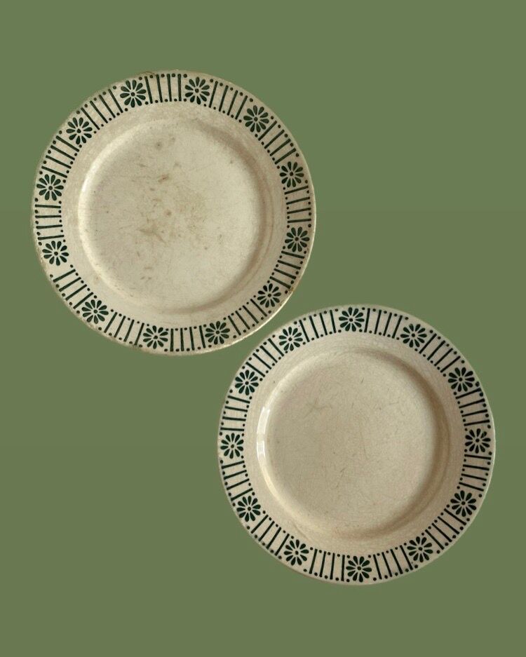 Duo of flat plates Choisy Le Roi - Marguerites