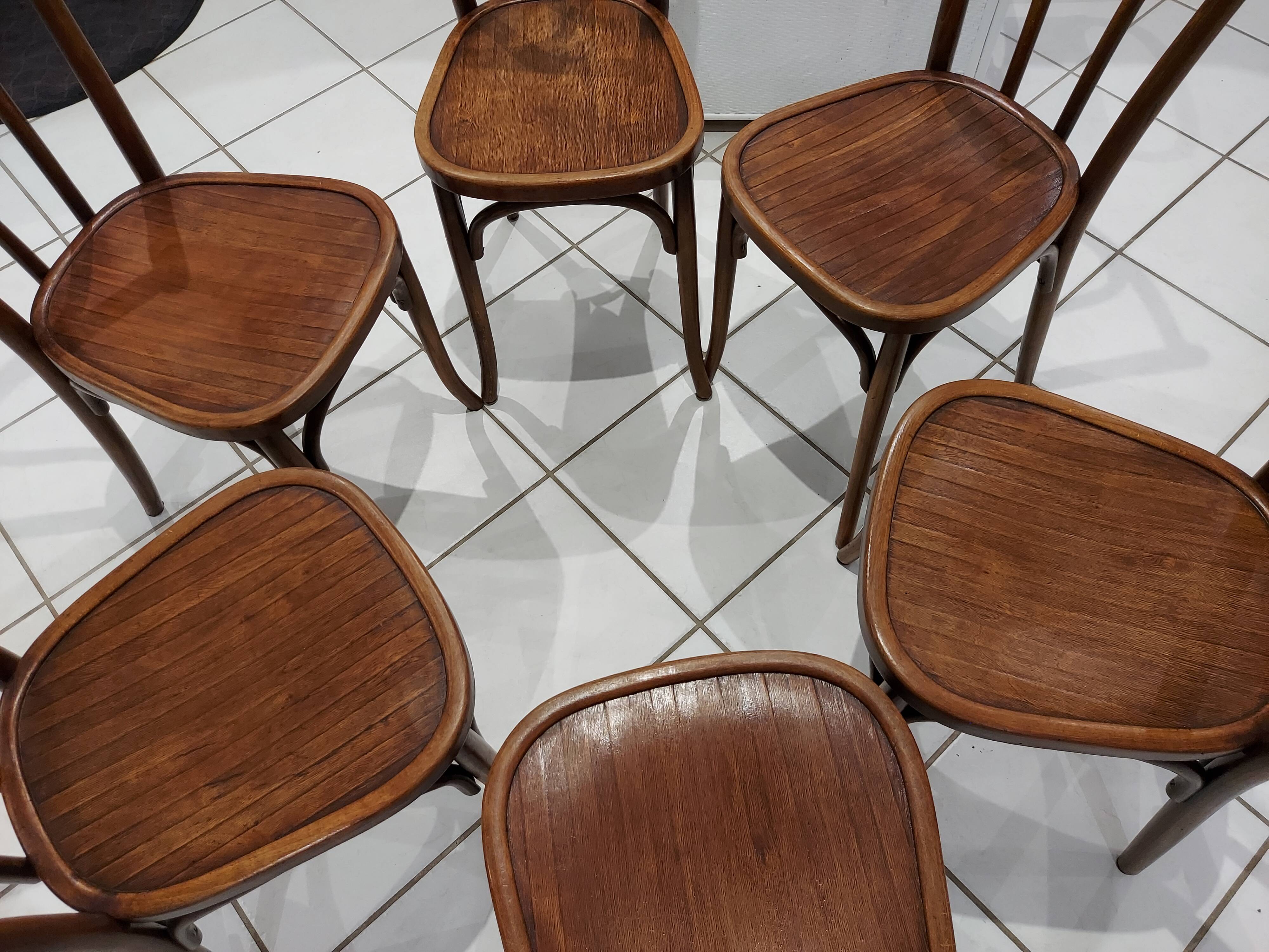 Suite of 6 vintage bistrot chairs 1930s