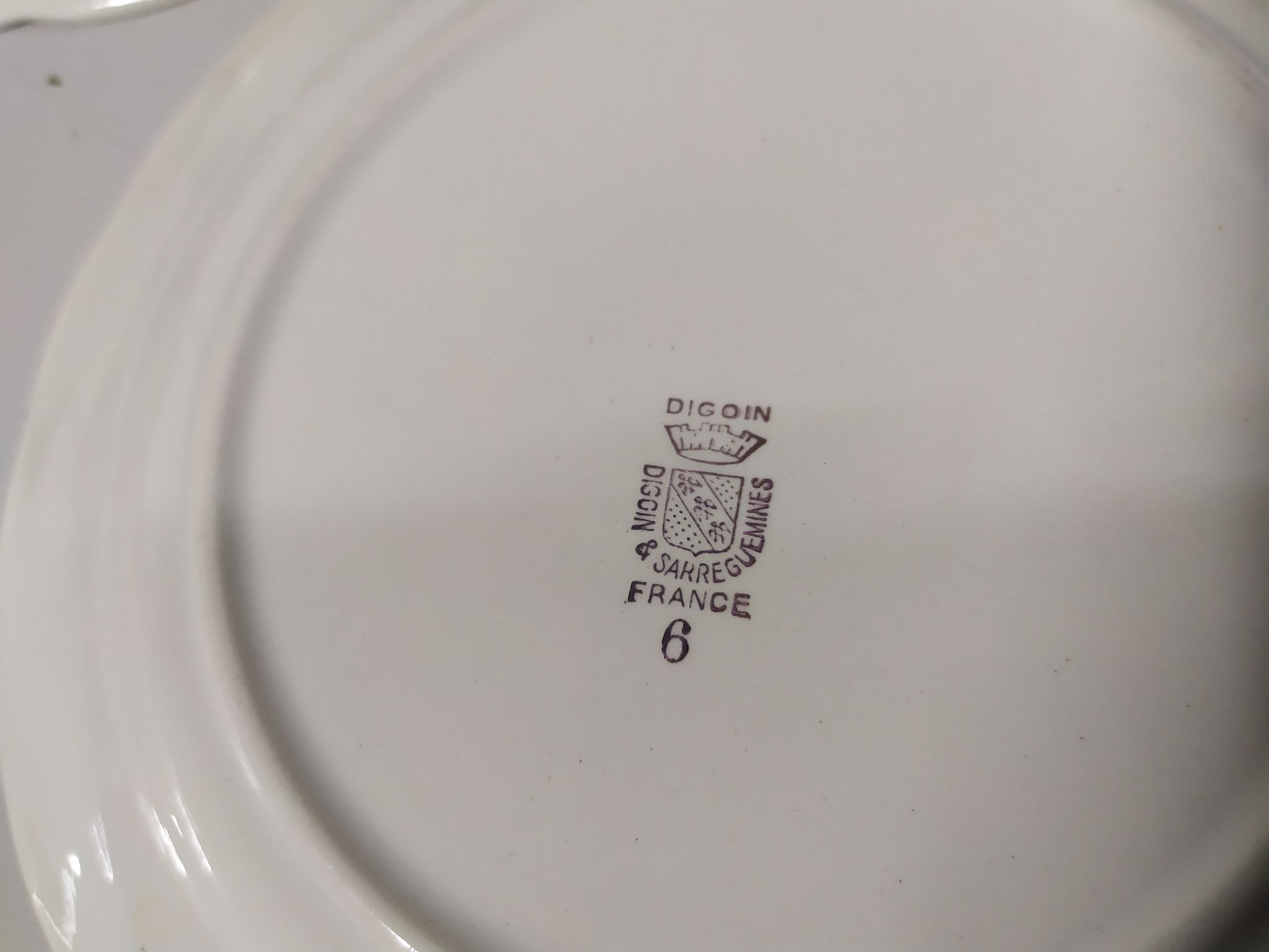 Lot of 10 plates a dessert Sarreguemines digoin Flowers pink lined golden