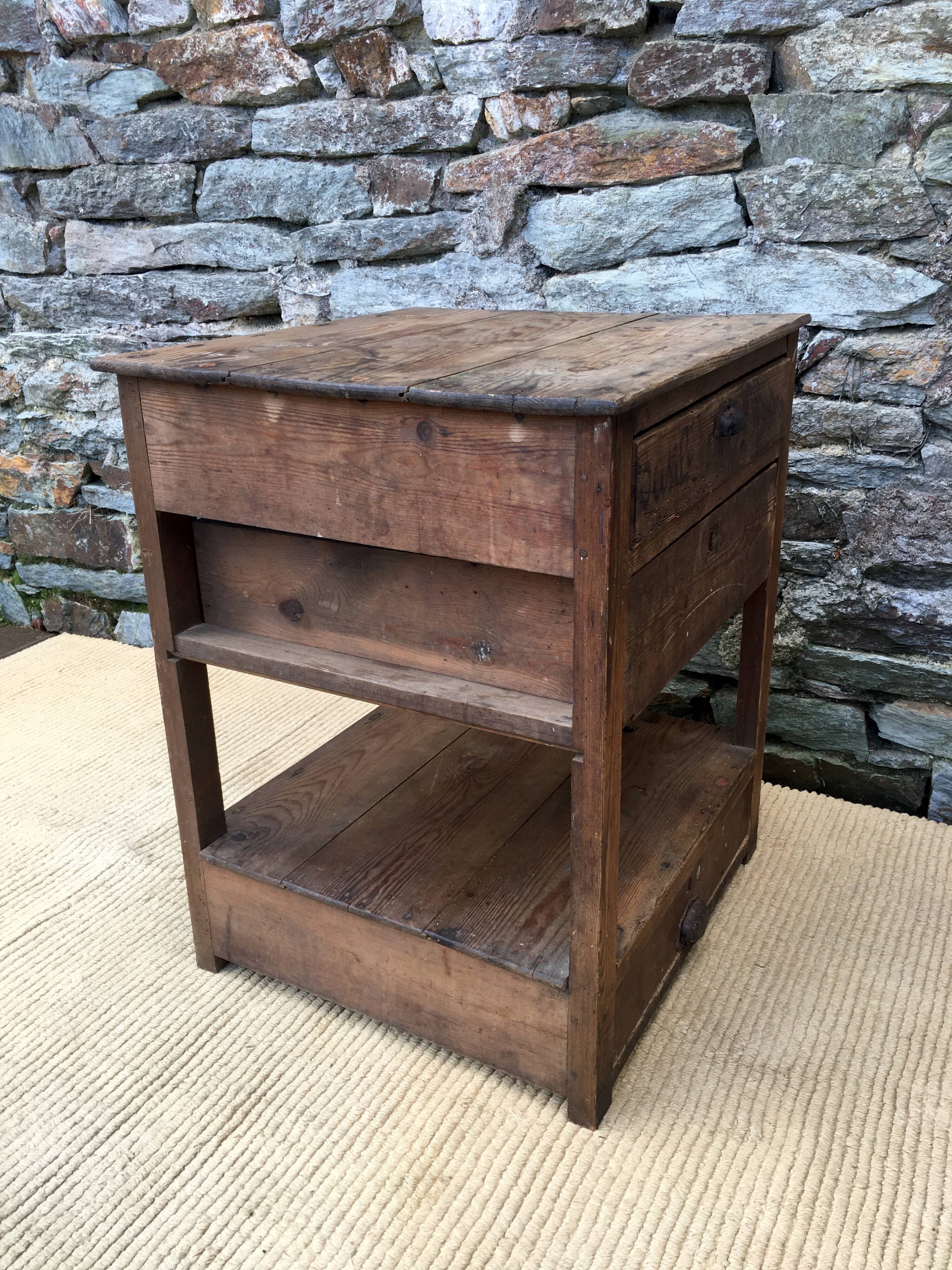 Old wooden workshop cabinet