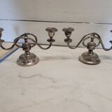 Pair of silver metal candlesticks