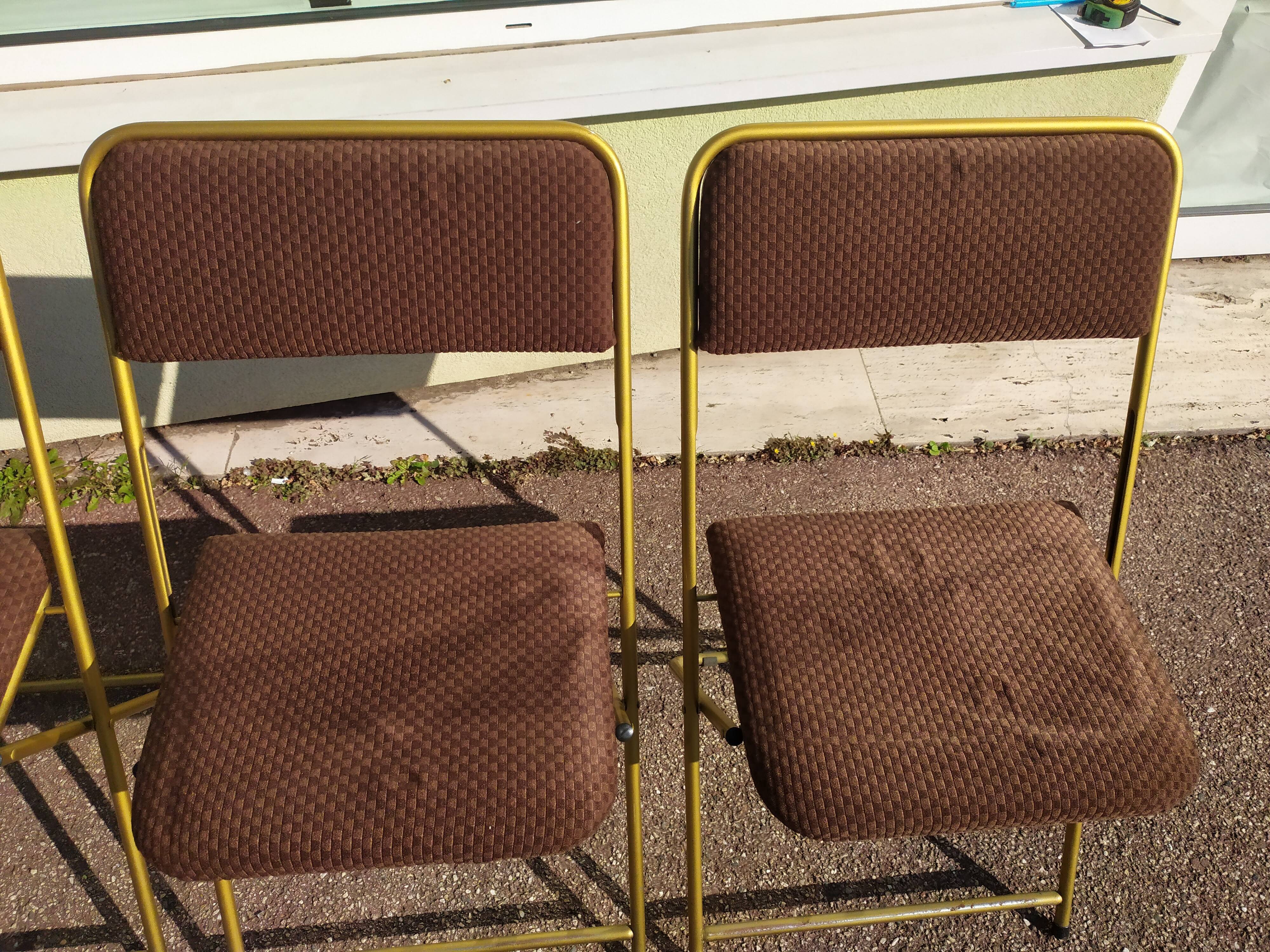 Lot de 4 chaise lafuma pliante damier marron doré