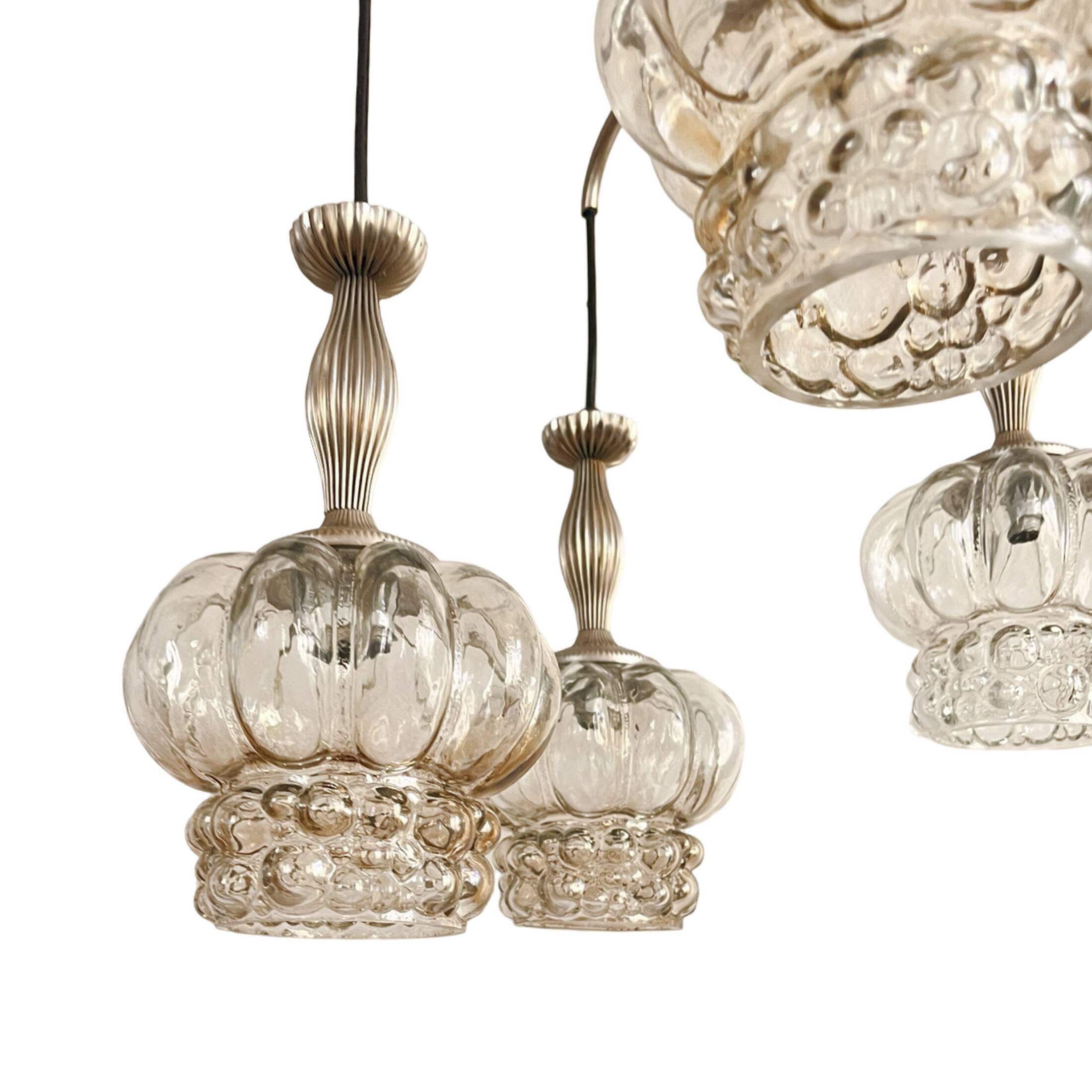Mid-century modern cascade chandelier veb narva leuchten, germany, 1970s.