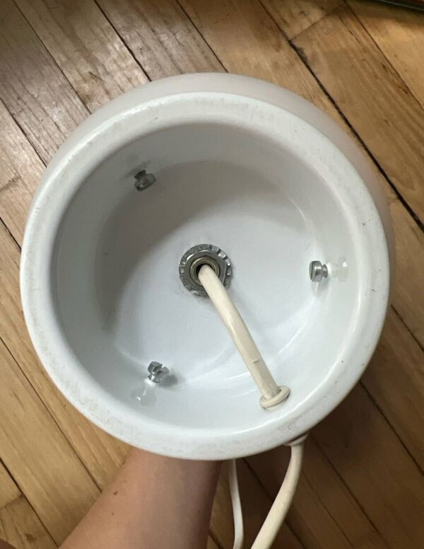 Lampe à poser Vintage œuf verre blanc style Domec oeuf