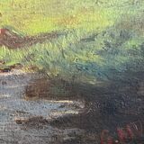HSP painting "Animated mountain landscape" signed G. Munsch 1875