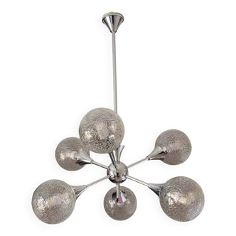 Sputnik chandelier with 6 globes. 1970. Space Age.