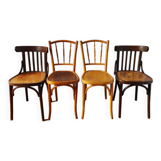 4 chaises vintage bistrot dépareillées