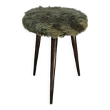 Tabouret tripode moumoute verte bois