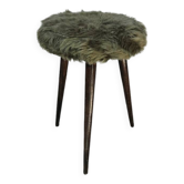 Tabouret tripode moumoute verte bois