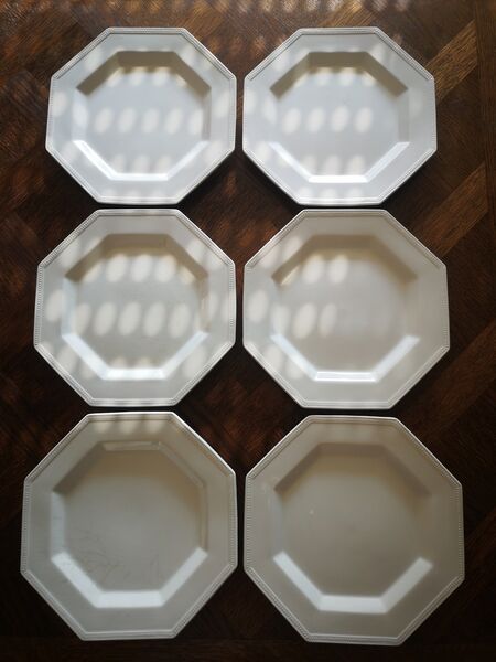 Service de 6 assiettes hexagonales en porcelaine anglaise Johnson Brothers - Années 1970/1980
