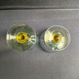 Glassware-crystallery of Portieux - 1 broc and 2 glasses - Napoleon III - Colored blown glass - G