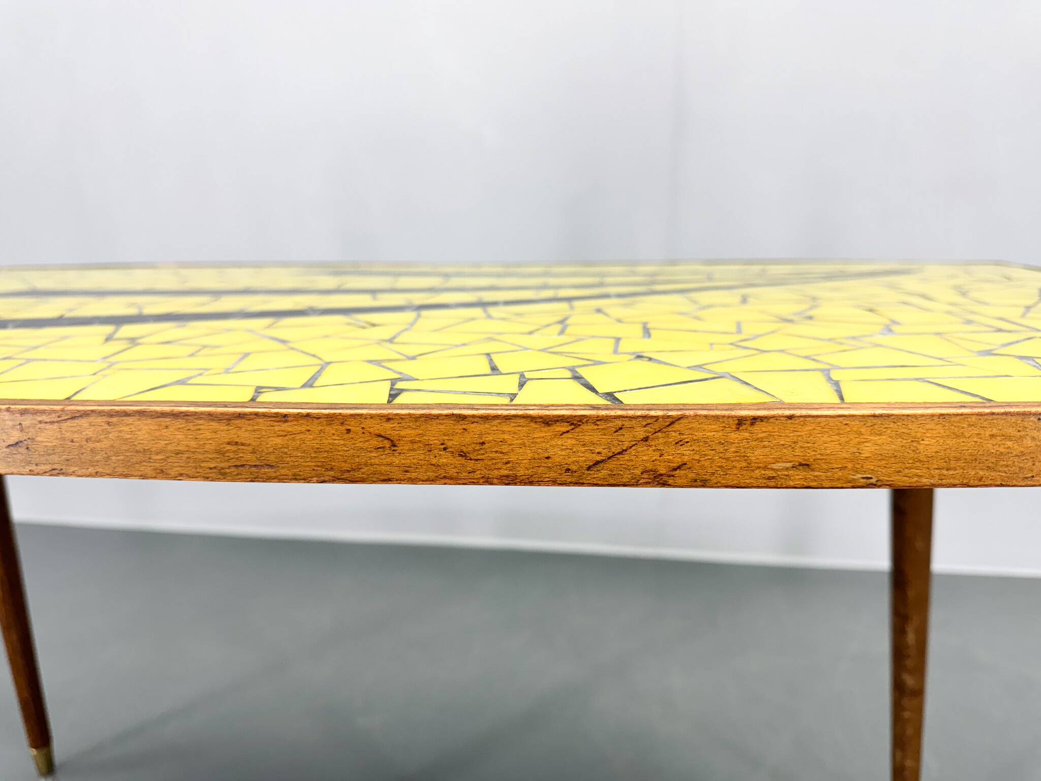 Midcetury Wood & Glass Mozaik Coffee or Side Table, Germany