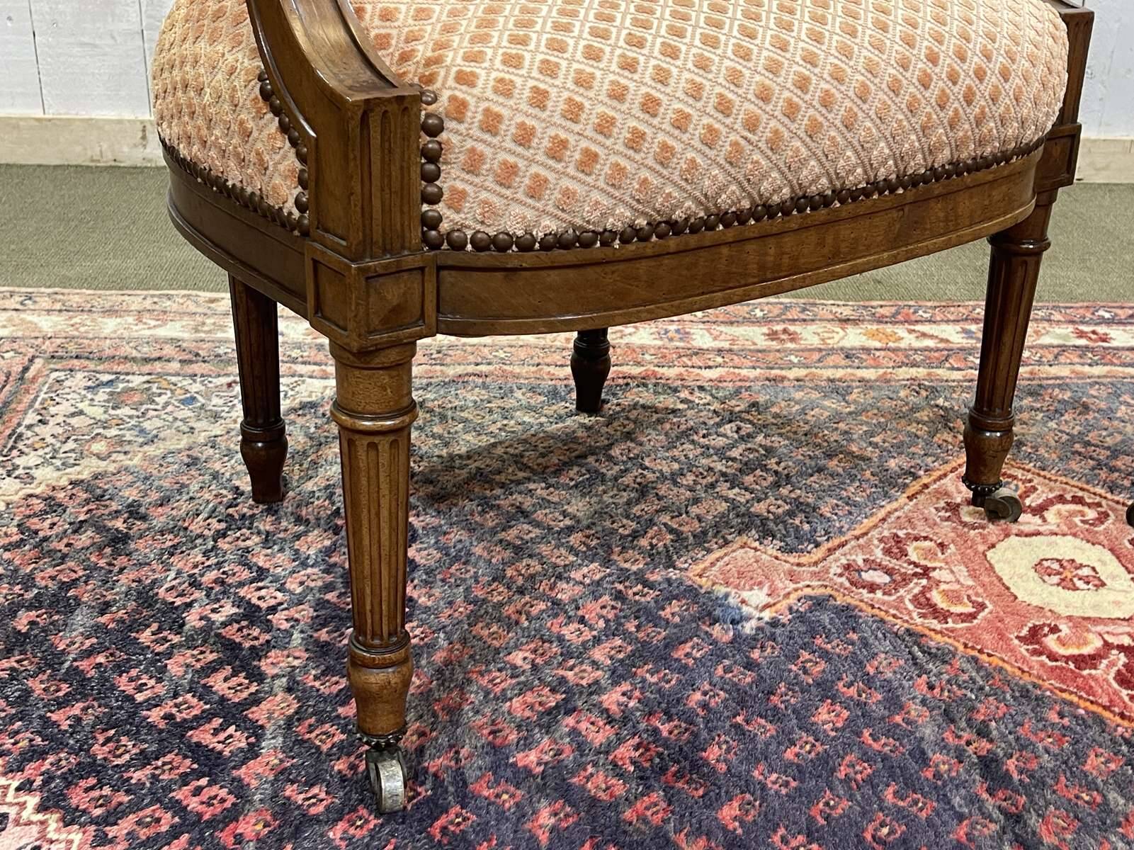 Pair of early 20th century Louis XVI armchairs in walnut