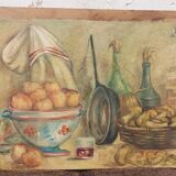 Roberto Pucci oil painting 50s painting on 2 sides landscape still life