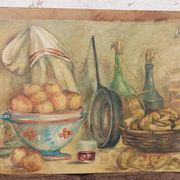 Roberto Pucci oil painting 50s painting on 2 sides landscape still life