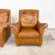 Ensemble de deux fauteuils vintage en cuir de cognac Amsterdam