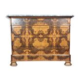 Commode époque Louis Philippe en marquèterie de ronce de noyer