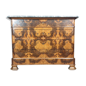 Chest of drawers Louis Philippe era in walnut bramble