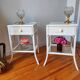 Pair of vintage 1970s rattan bedside tables
