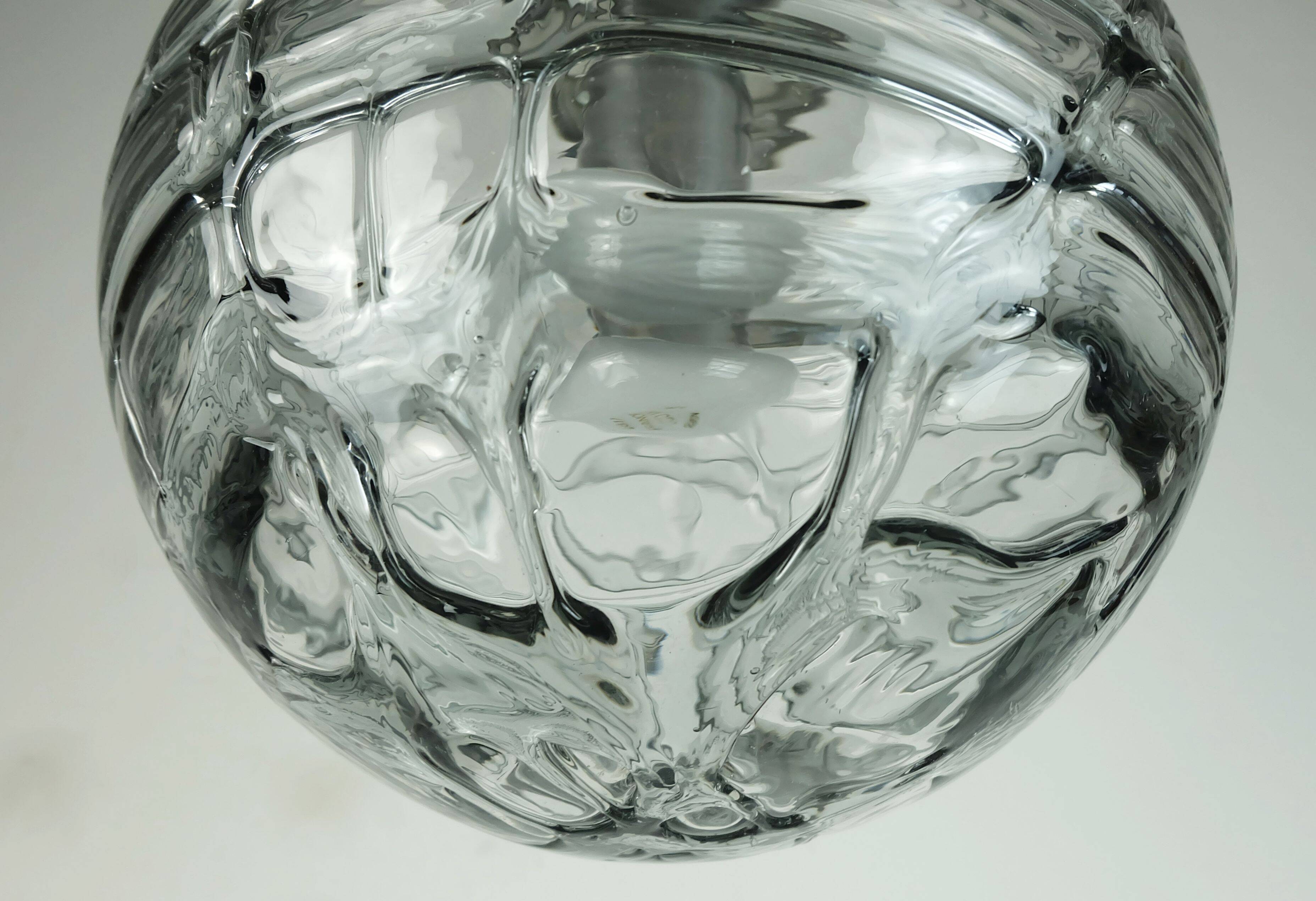 No. 1 of 2 - elegant doria pendant lamp clear and smoke grey glass 60s 70s