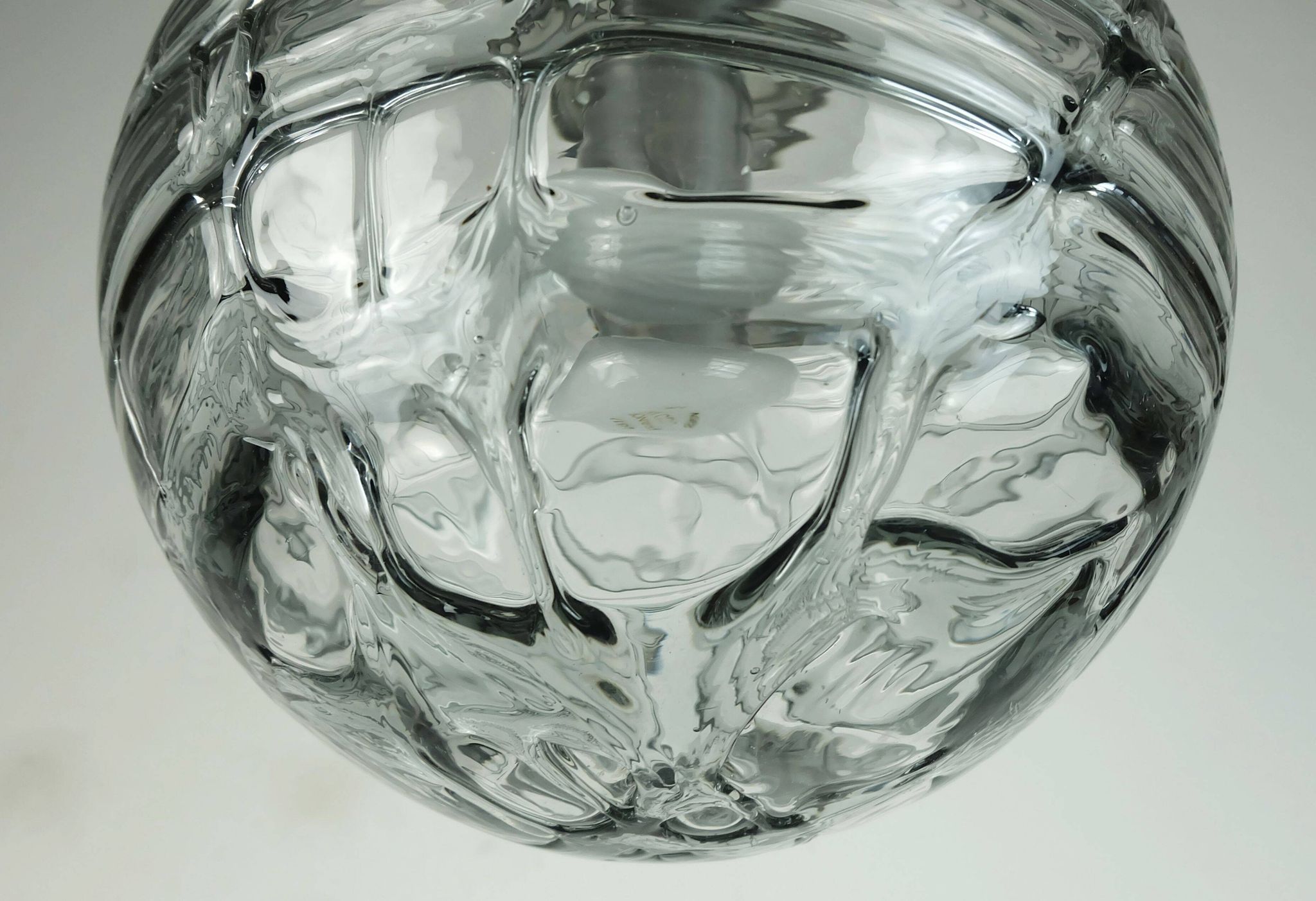 No. 1 of 2 - elegant doria pendant lamp clear and smoke grey glass 60s 70s