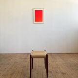 Danish midcentury walnut stool, model 80A by Niels O. Møller with papercord seat