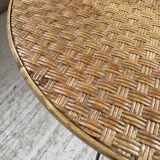 Wicker and metal coffee table from the 1950s