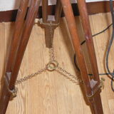 Ancient wooden tripod and brass with its indus lamp