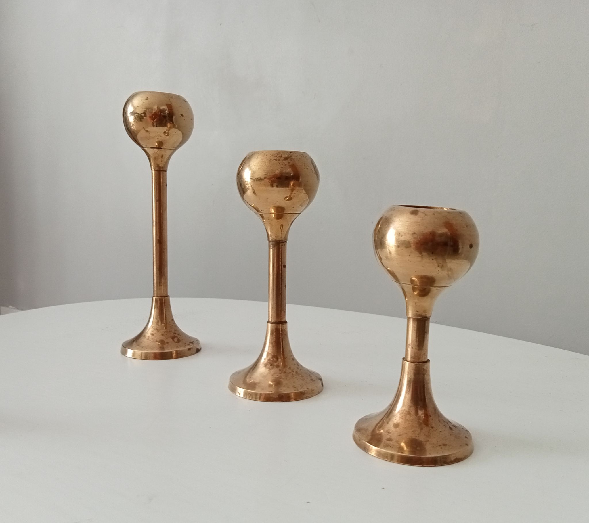 Set of 3 vintage scandinavian candle holders 50s/60s