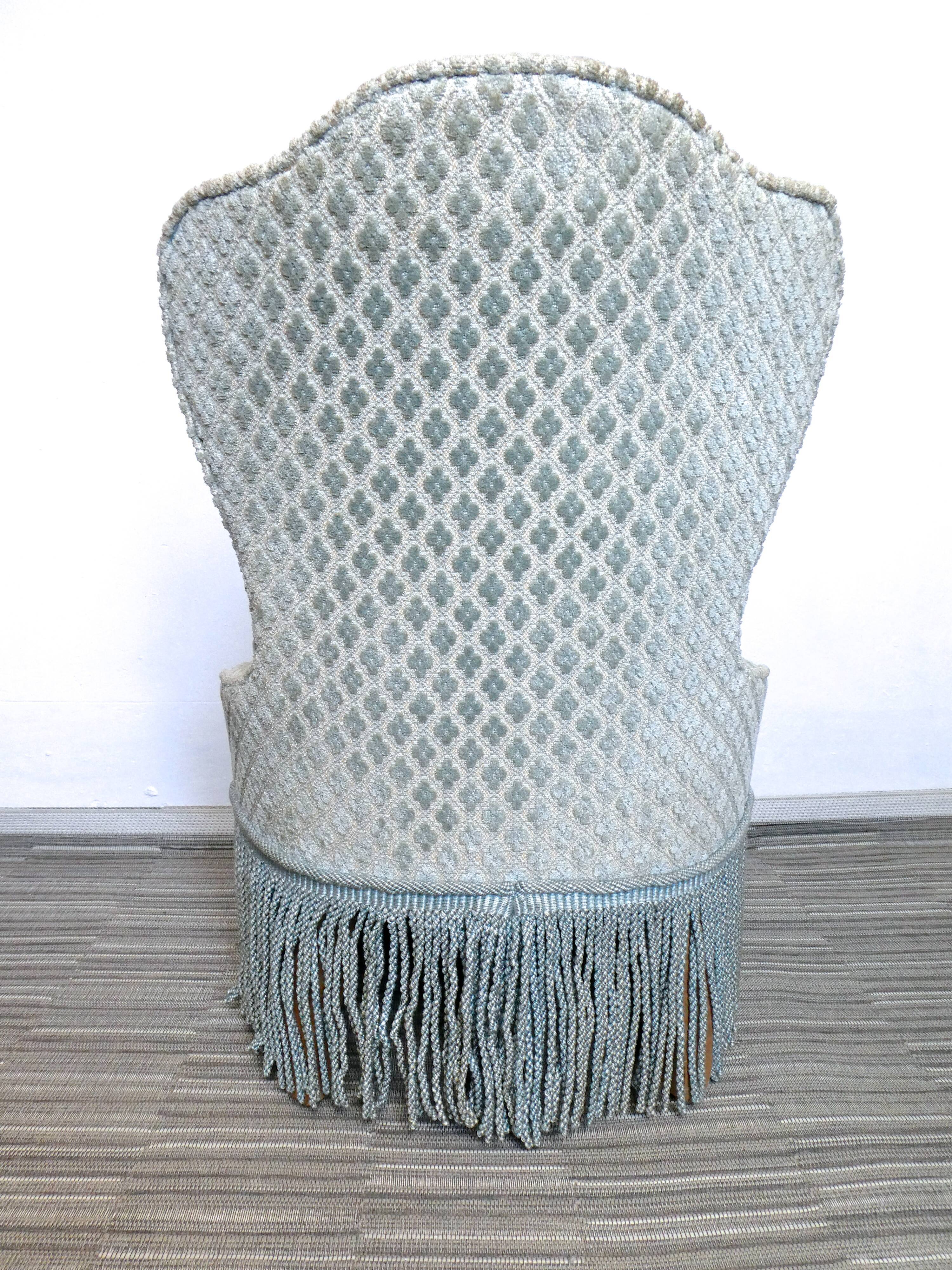 Pastel blue velvet toad chair