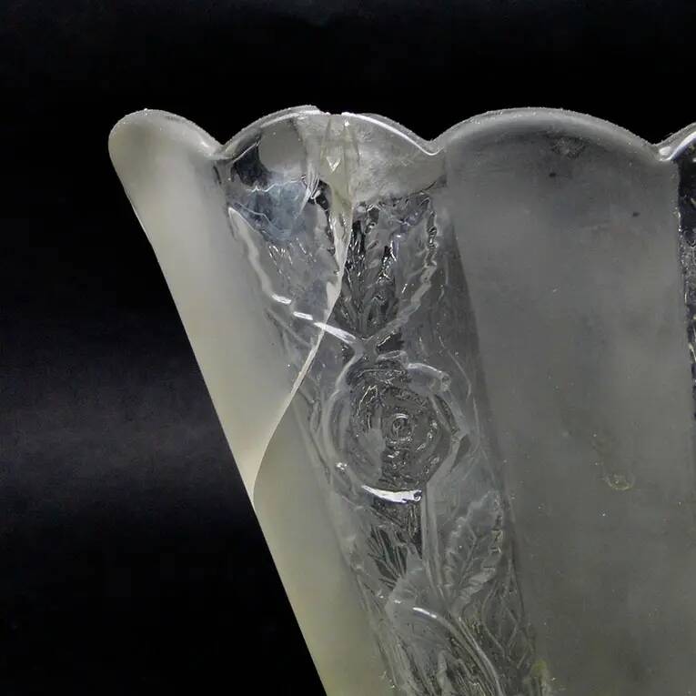 Art deco vase, pressed glass, bolesław morawski glassworks, poland, 1950s