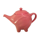 Théière vintage éléphant rose faience Moulin des Loups