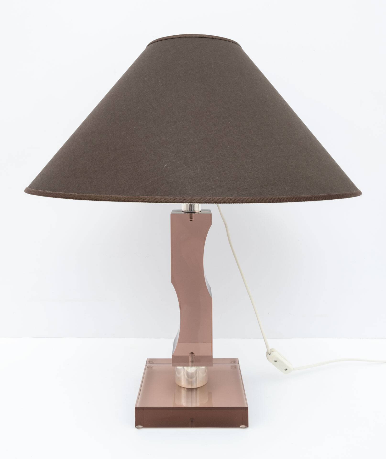 Mid-century Moden Italian Plexiglass and Silver Table Lamp, 1970s