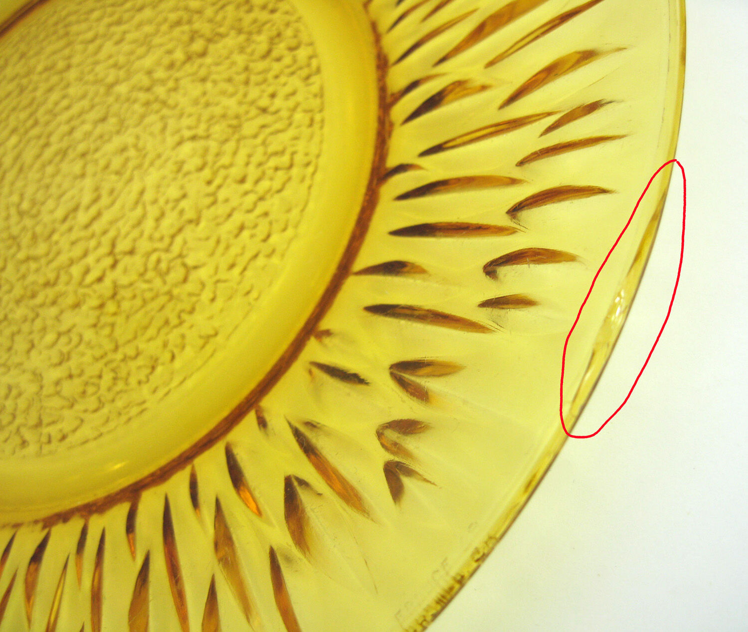 6 flat plates in amber tempered glass - Soleil Vereco France - vintage 70s